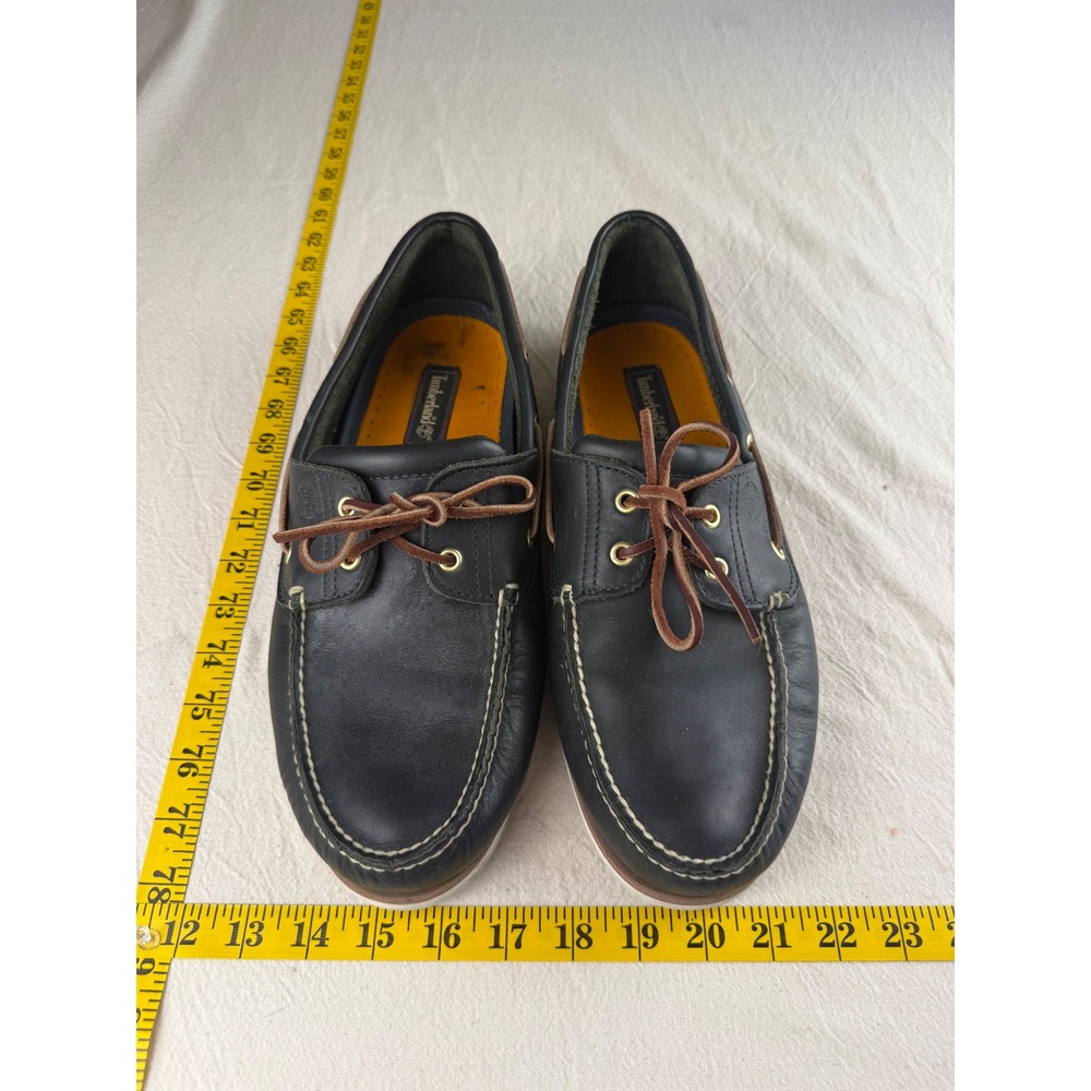Timberland Boat Shoes Mens 15 Navy Blue Good Leather Deck 2-Eye Classic